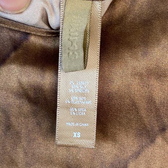 SKIMS Silk Slip Dress High Slit Nude Print Brown Size XS Elegant Party Sexy - Picture 5 of 7